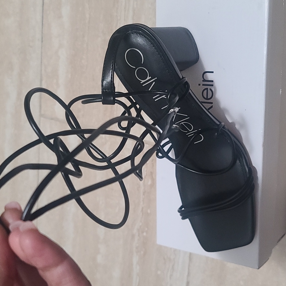 New with box Calvin Klein black lace up heel size 9